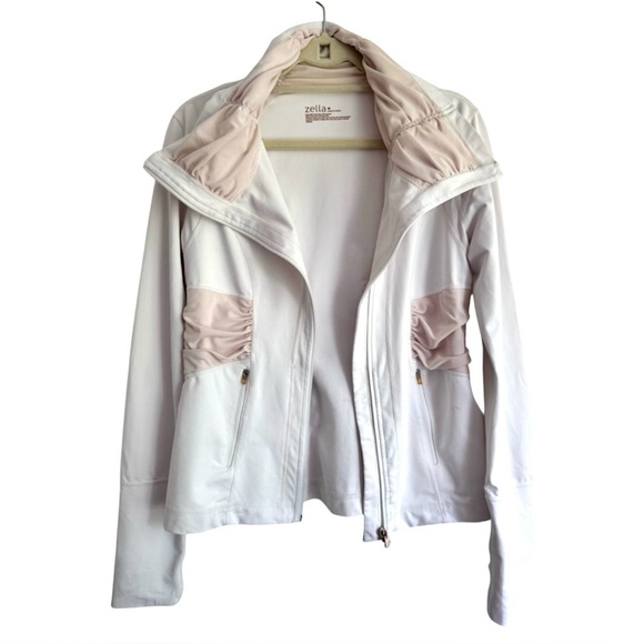 Zella Activewear Jacket Athleisure Streetwear Yoga Hiking Gym Top White Pink M - Picture 5 of 10
